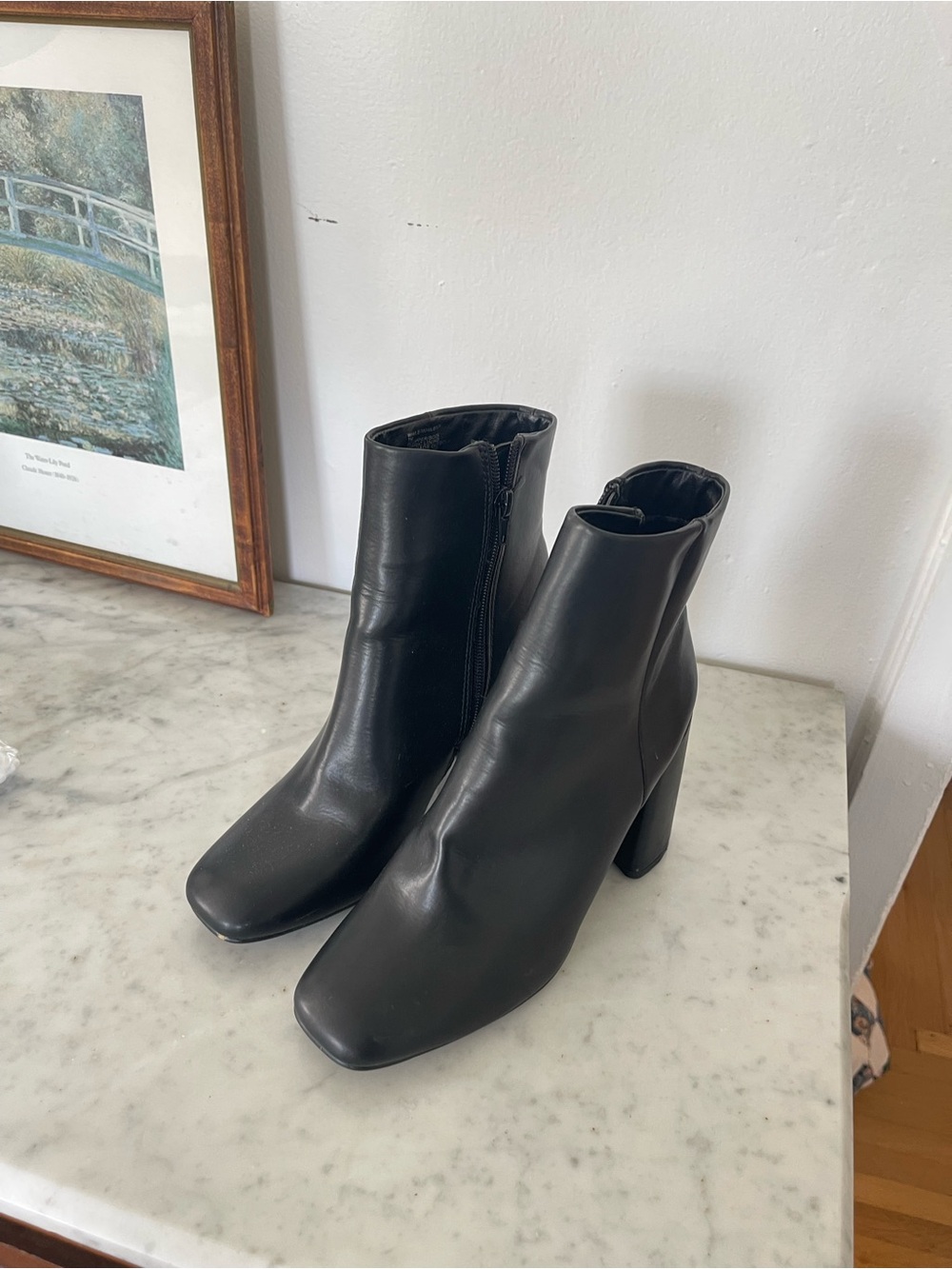 Madden Girl Black Square-Toe Block Heel Ankle Boots